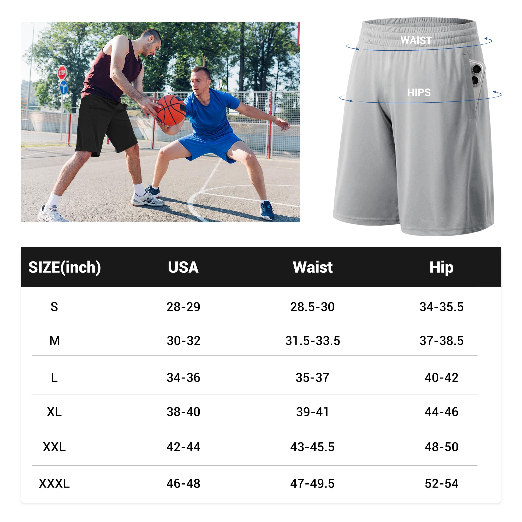 TVKSOM Paquete de 7 pantalones cortos deportivos para hombre, con bolsillos y cintura elástica, de secado rápido, para baloncesto, para correr y uso casual