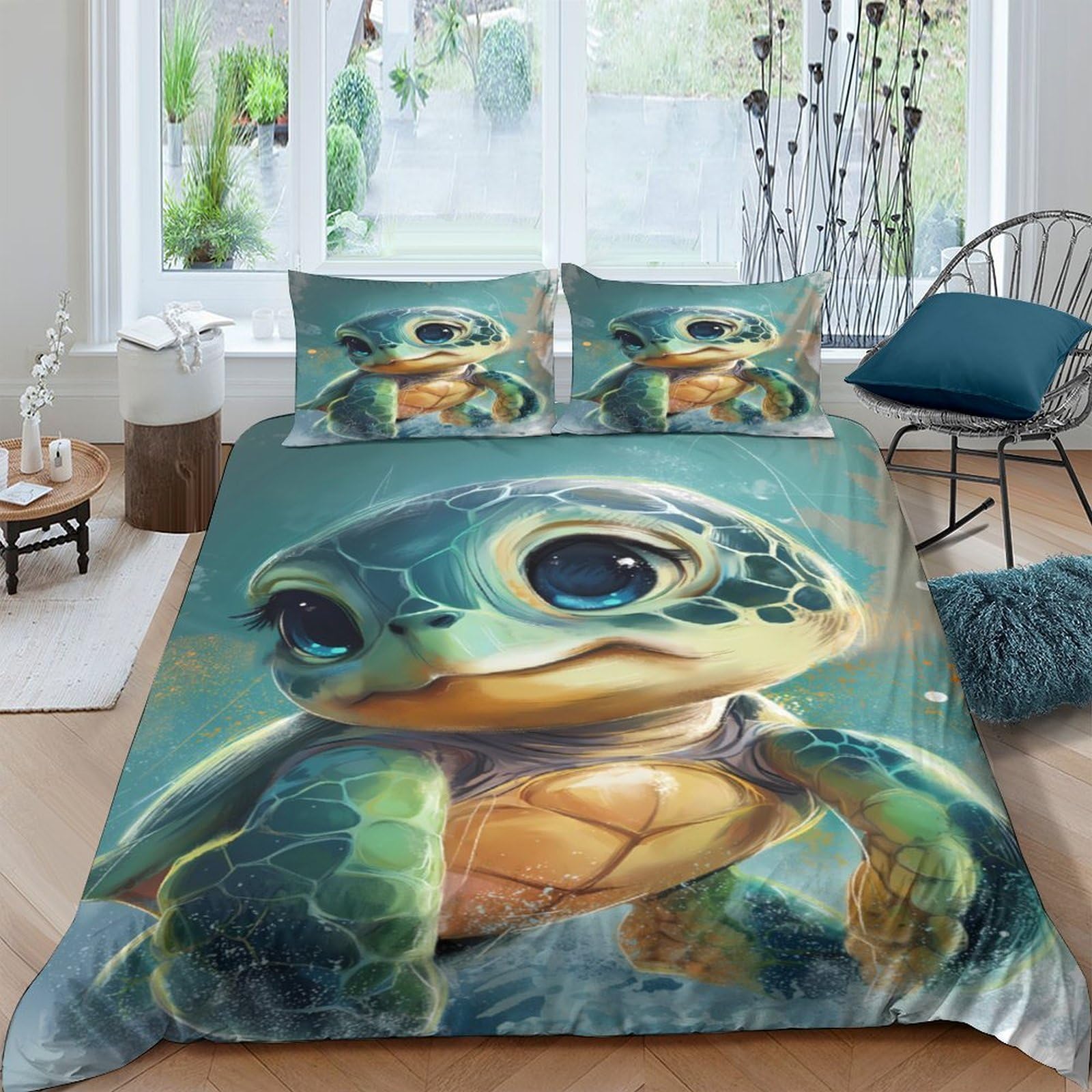 Ensemble de literie tortue de mer pour une chambre adulte confortable au style évasion