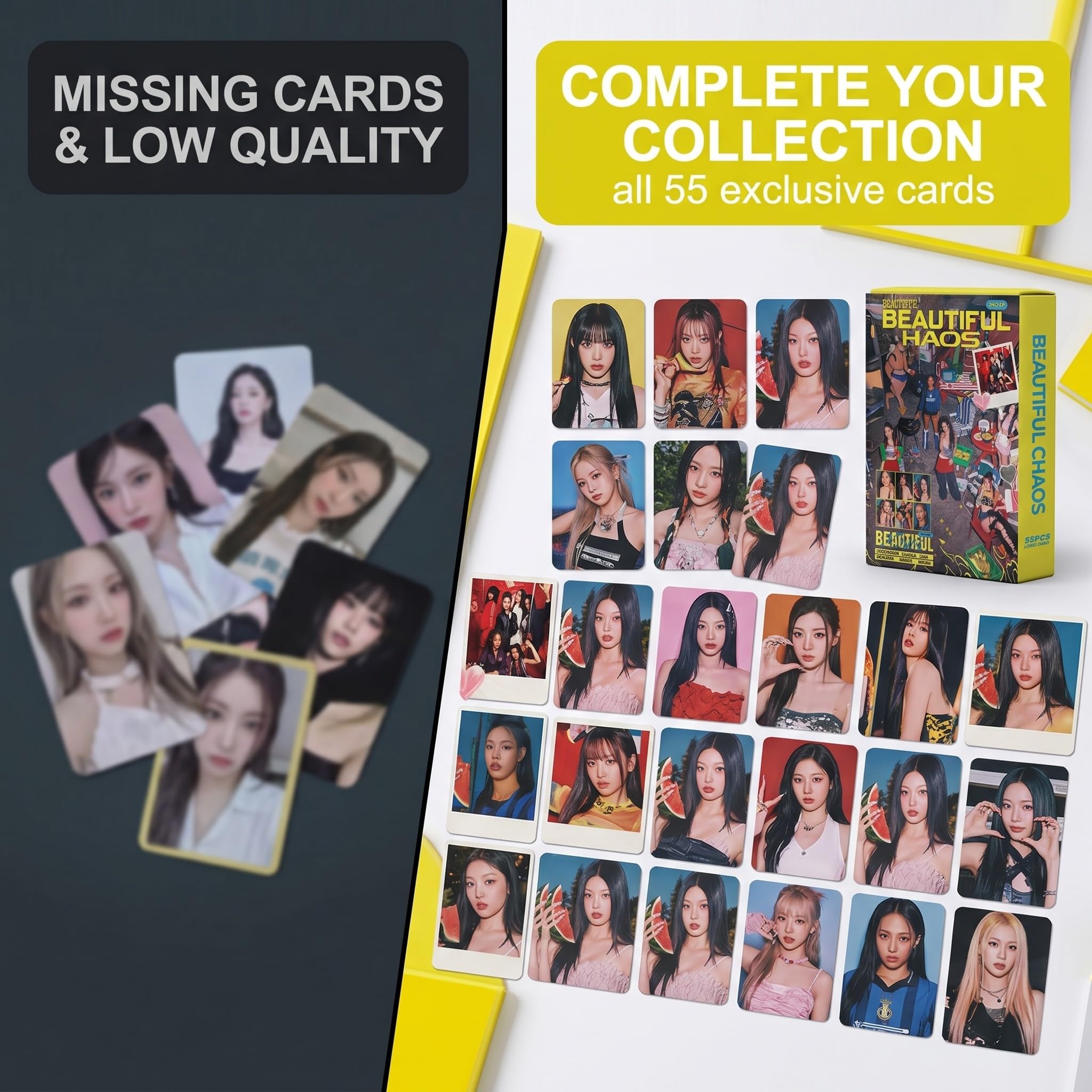 KATSEYE BEAUTIFUL CHAOS Set di Fotocards - 55 Photocards Kpop esclusive e Merch per veri fan | 2° Album EP da collezione