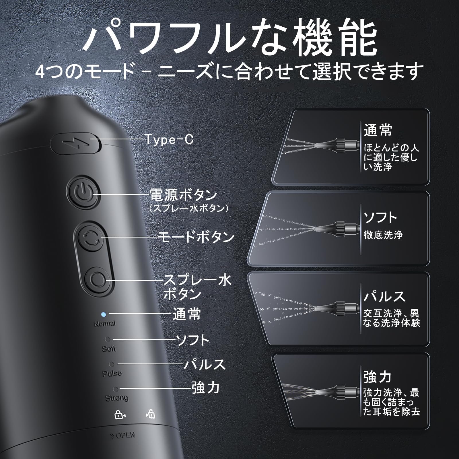 Amazon.co.jp: Baowor電動 耳洗浄器 イヤークリーナー 3個 水圧 耳掃除
