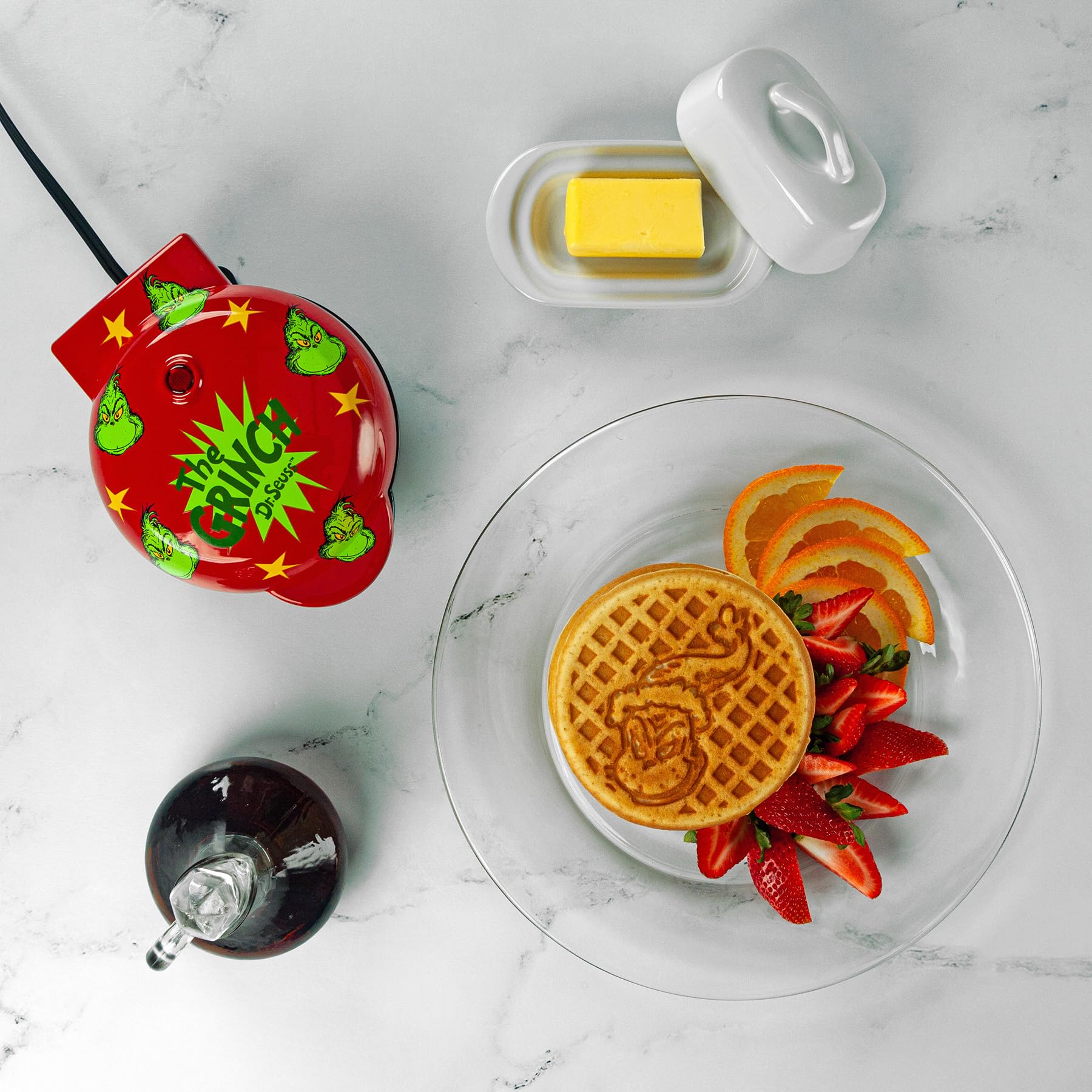Uncanny Brands Dr. Seuss Grinch Mini Waffle Maker - Small Kitchen Appliance