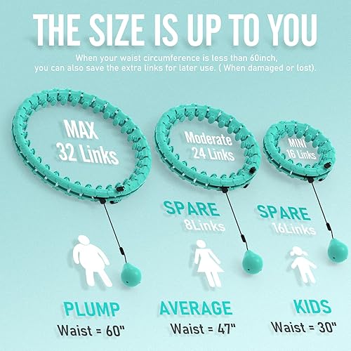Miniatura 3 de Aro de hula circular inteligente con peso para pérdida de peso de adultos, aro infinito de fitness, ajuste de aro de 4 libras, cintura de 60