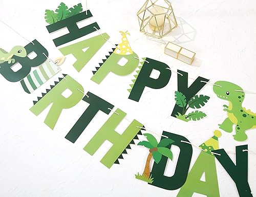Miniatura 6 de Cartel de feliz cumpleaños con temática de dinosaurio, cartel de feliz cumpleaños con temática de dinosaurio, pancarta de decoración de fiesta de