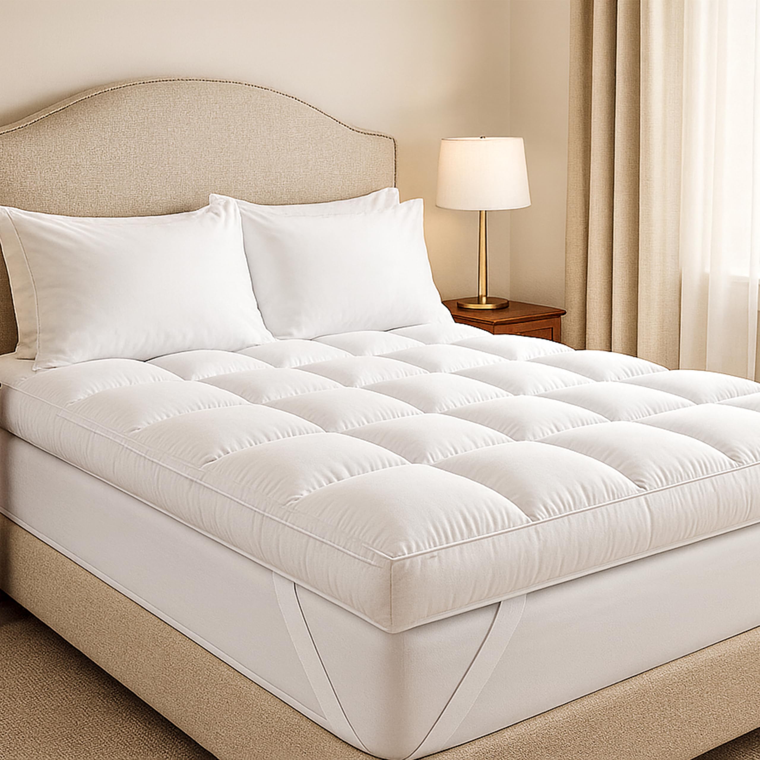 Luxury 4-Inch Quilted Microfibre Mattress Topper with Non...