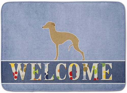Carolines Treasures Italian Greyhound Welcome - Tapete de espuma viscoelástica lavable a máquina, 19 x 27, multicolor