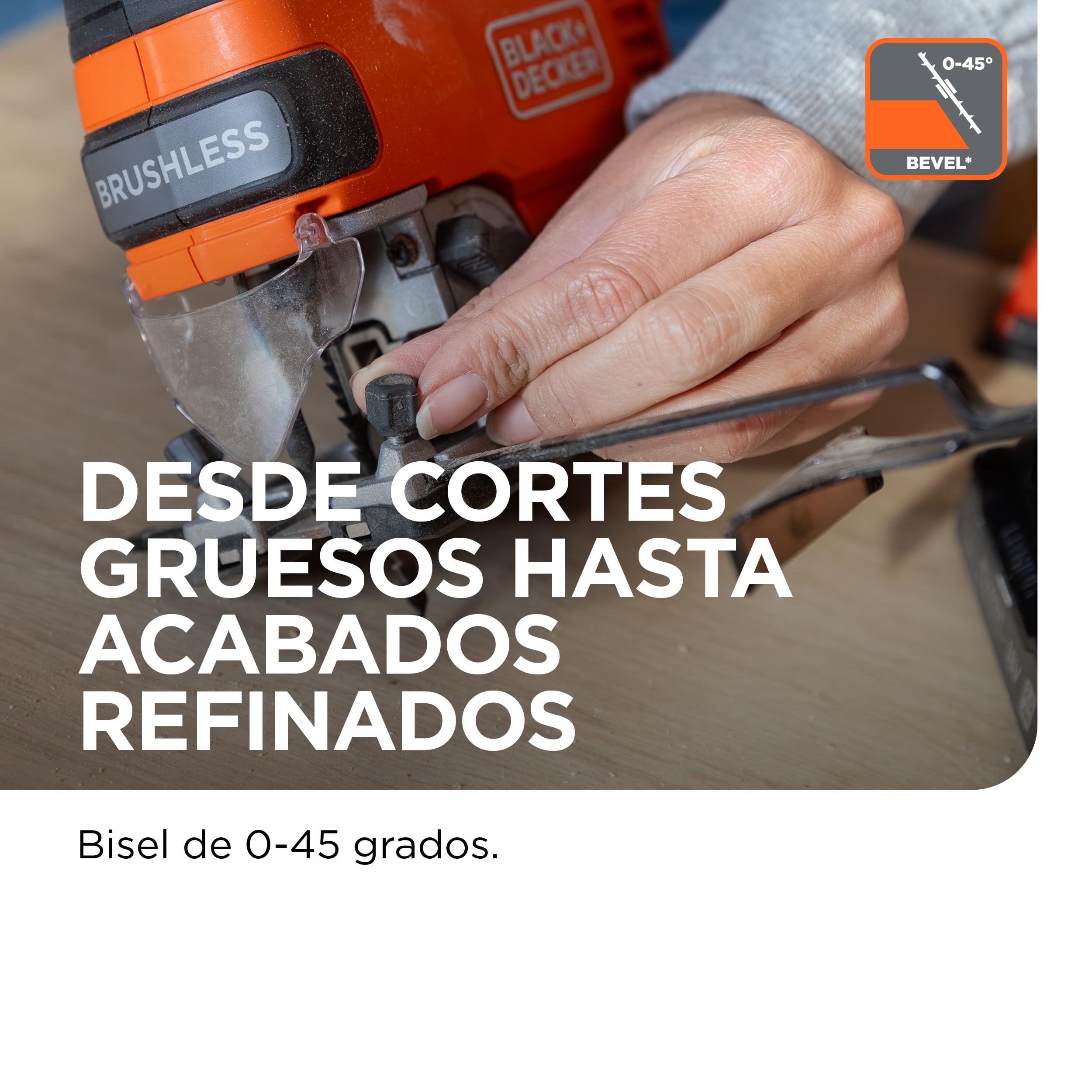 BLACK+DECKER Sierra de calar INALÁMBRICA sinescobillas, unidad básica, herramienta de sierra decalar de 18V solamente, con 6 hojas, batería noincluida, BLCJS78NZ-XJ