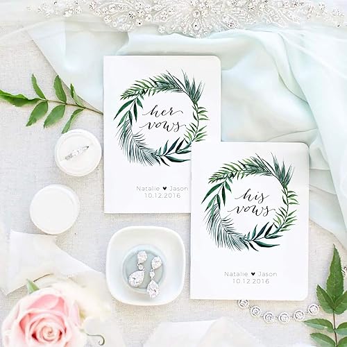 Miniatura 9 de Personalized Wedding Vow Books, Tropical His and Hers, Set of 2 Vow Books