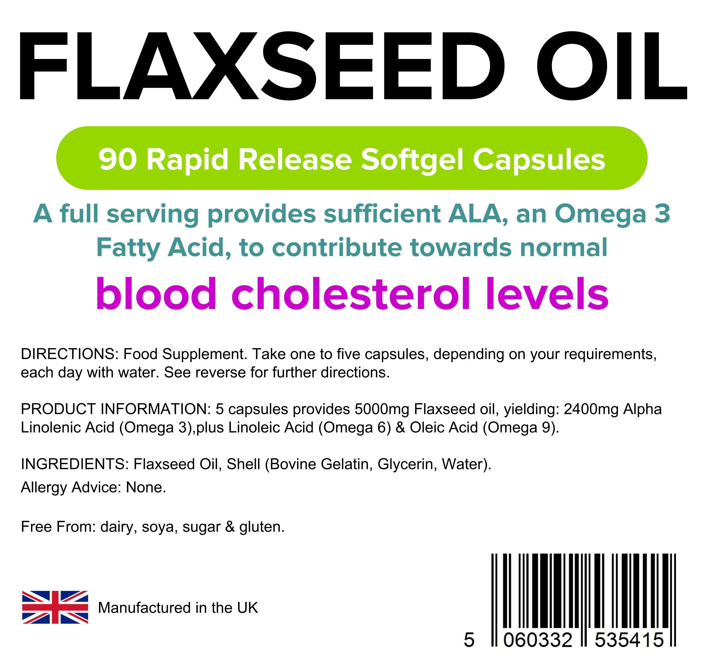 Lindens Flaxseed Oil 1000mg 90 Capsules Source of Omega 3 6 9 UK