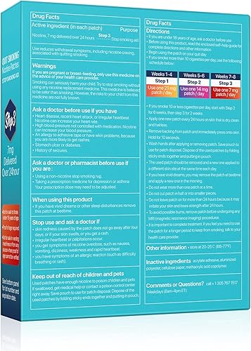 Miniatura 8 de Parches de nicotina para dejar de fumar Paso 3, 7 mg de ayudas para dejar de fumar entregadas durante 24 horas Parche transdérmico de nicotina 30