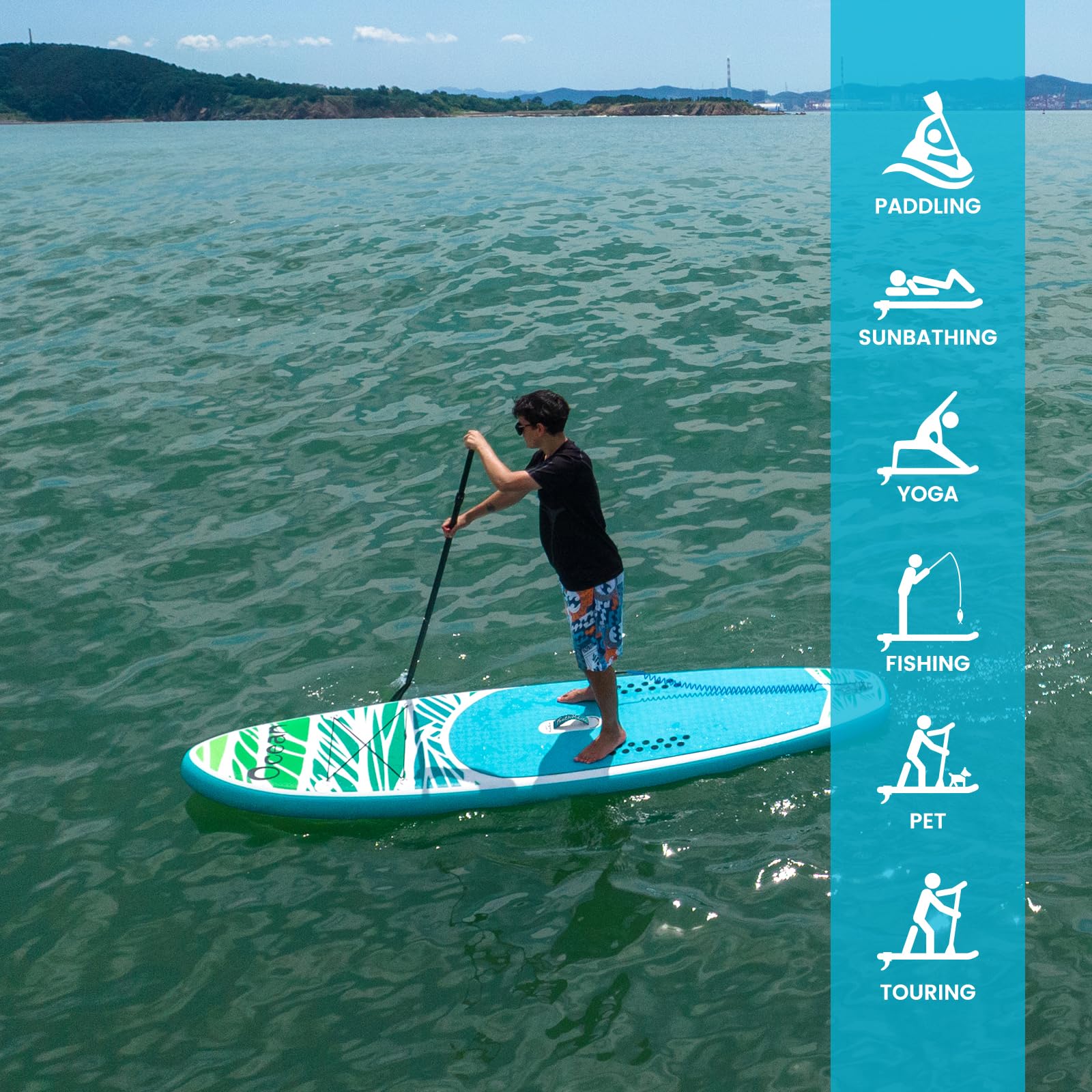 FunWater Nadmuchiwana deska surfingowa SUP, kompletny zestaw akcesoriów do paddleboardingu, regulowane wiosło, pompka, plecak podróżny, smycz bezpieczeństwa, wodoszczelne etui na telefon komórkowy