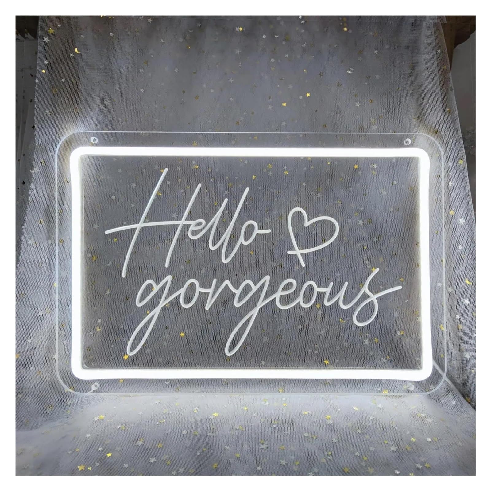 LEMST Sign Lamp Hello Gorgeous Neon Sign,Suitable for Bedroom, Beauty Shop and Wedding Party Decoration 39x26cm