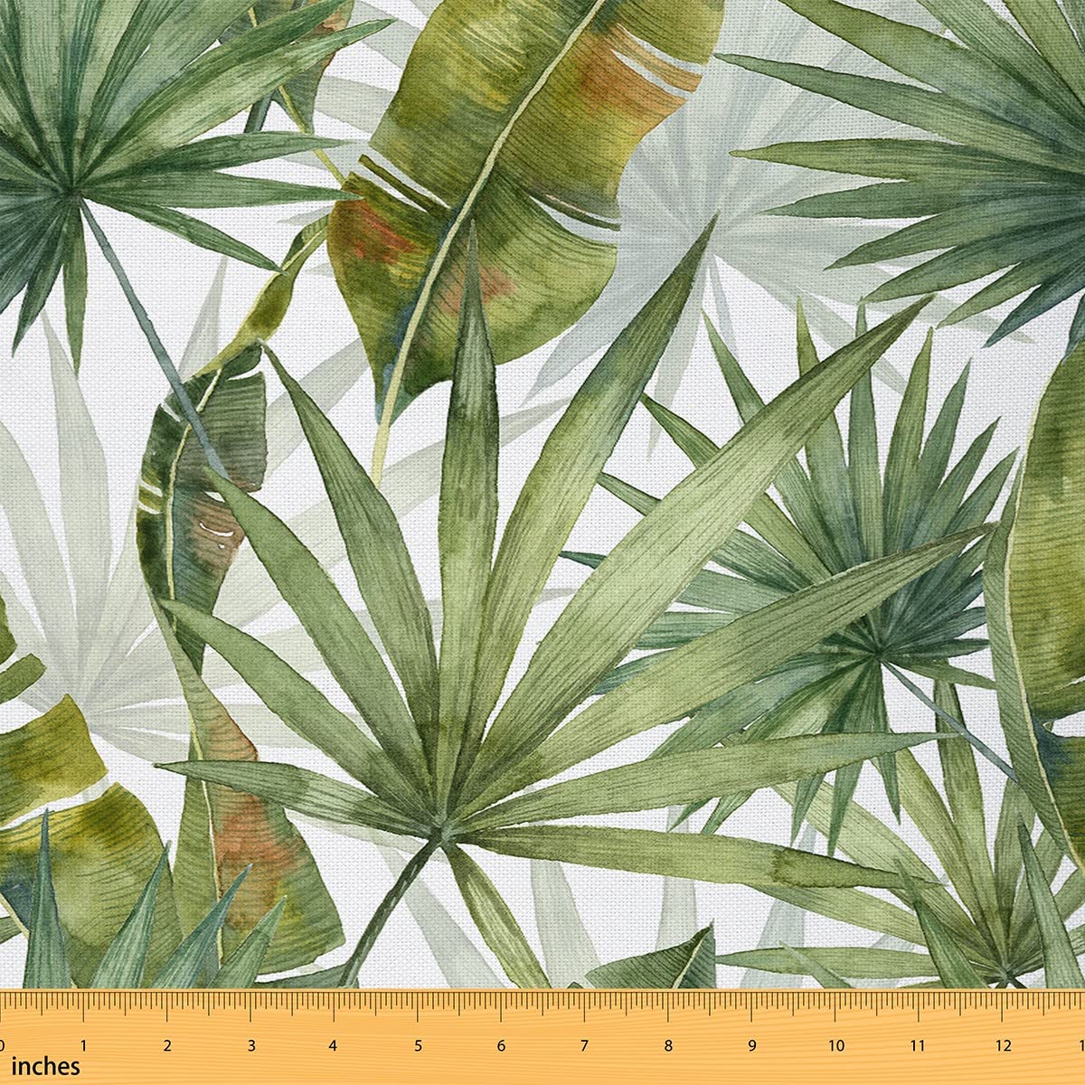 Richhome Girls Multi 6 Green Leaves Fabric By The Yard Watercolor Tropical Palm Leaf Botanical Fabric For Boys Kids Upholstery And Home Diy Projects Farmhouse Style Rustic Plant Fabric For Sewing Hobby,2 Yards