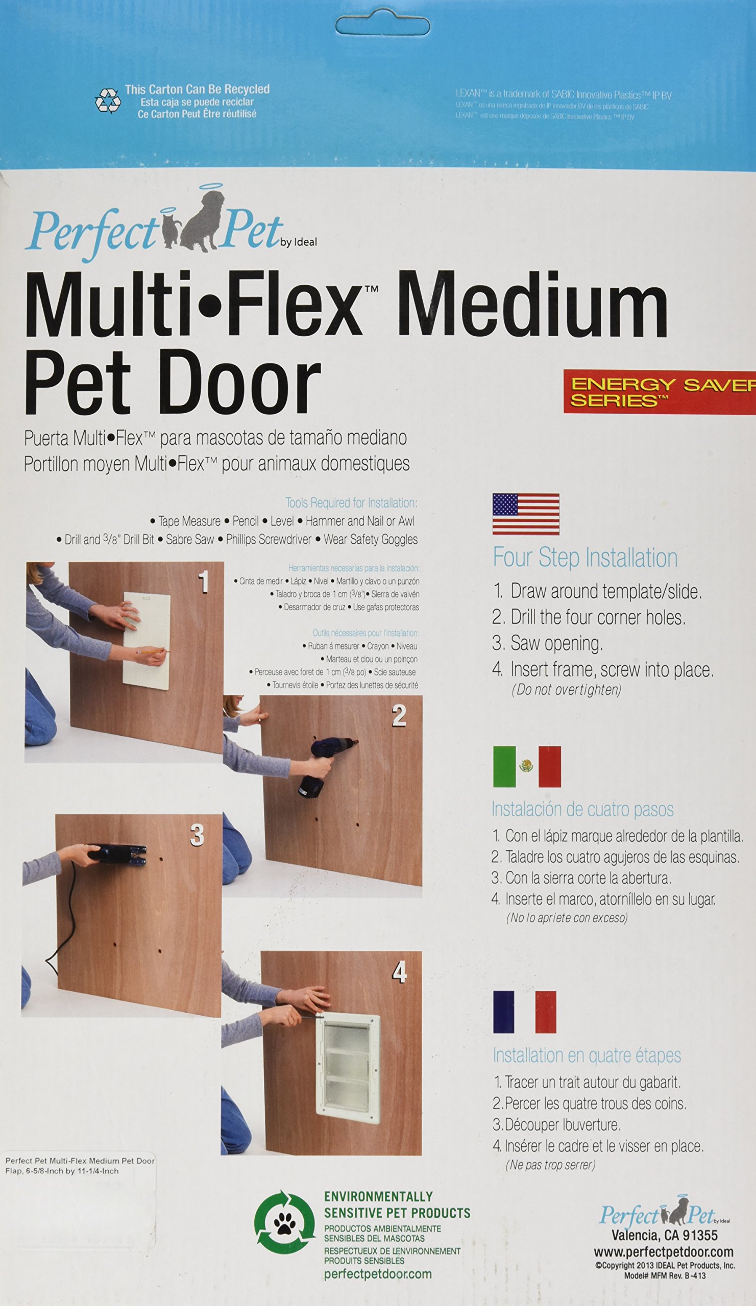 IDEAL PET PRODUCTS SINCE 1979 Perfect Pet Multi-Flex-Haustiertür, Medium - 6.5" x 11.5", Weiß, für mittelgroße Hunde