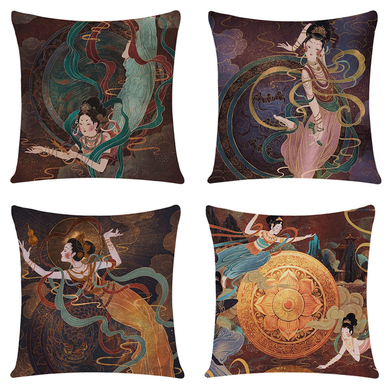 4 Pack Funda de Almohada Decoración Cuadrado Funda de Cojines Funda de Almohada de Navideñas Fundas para Cojines Cuadrado Lino Funda cojin para Sofá Cama Decoración para Hogar 65X65cm Figura ,Color3