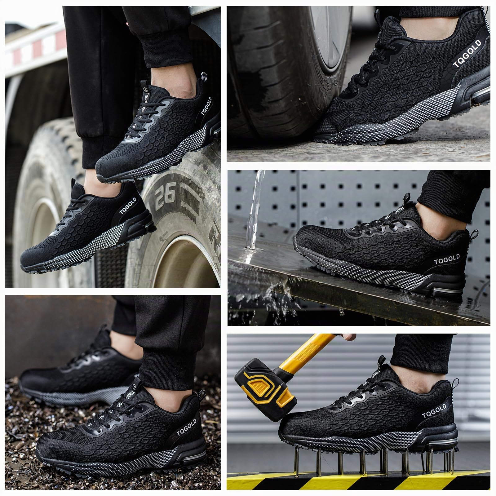 TQGOLD Scarpe Antinfortunistiche Uomo Donna Leggere Comodo | Scarpe da Lavoro con Punta in Acciaio | Ammortizzazione Traspiranti Antiscivolo | ideali per Cantiere, Magazzino