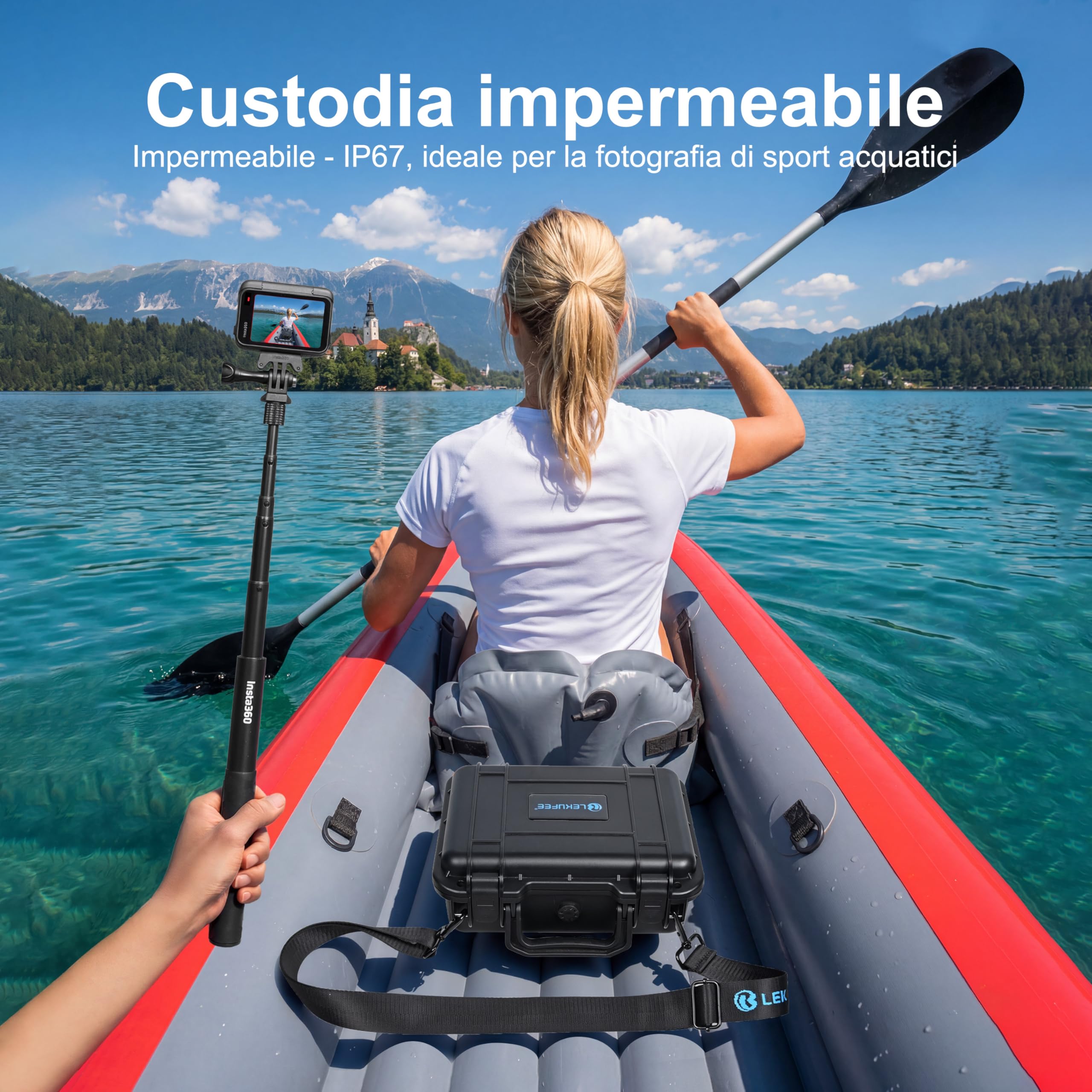 LEKUFEE Custodia Rigida Impermeabile per Insta360 Ace Pro 2/Insta360 Ace Pro/Insta360 Ace Action Cam e Insta360 Ace Pro accessori (Solo Valigia)