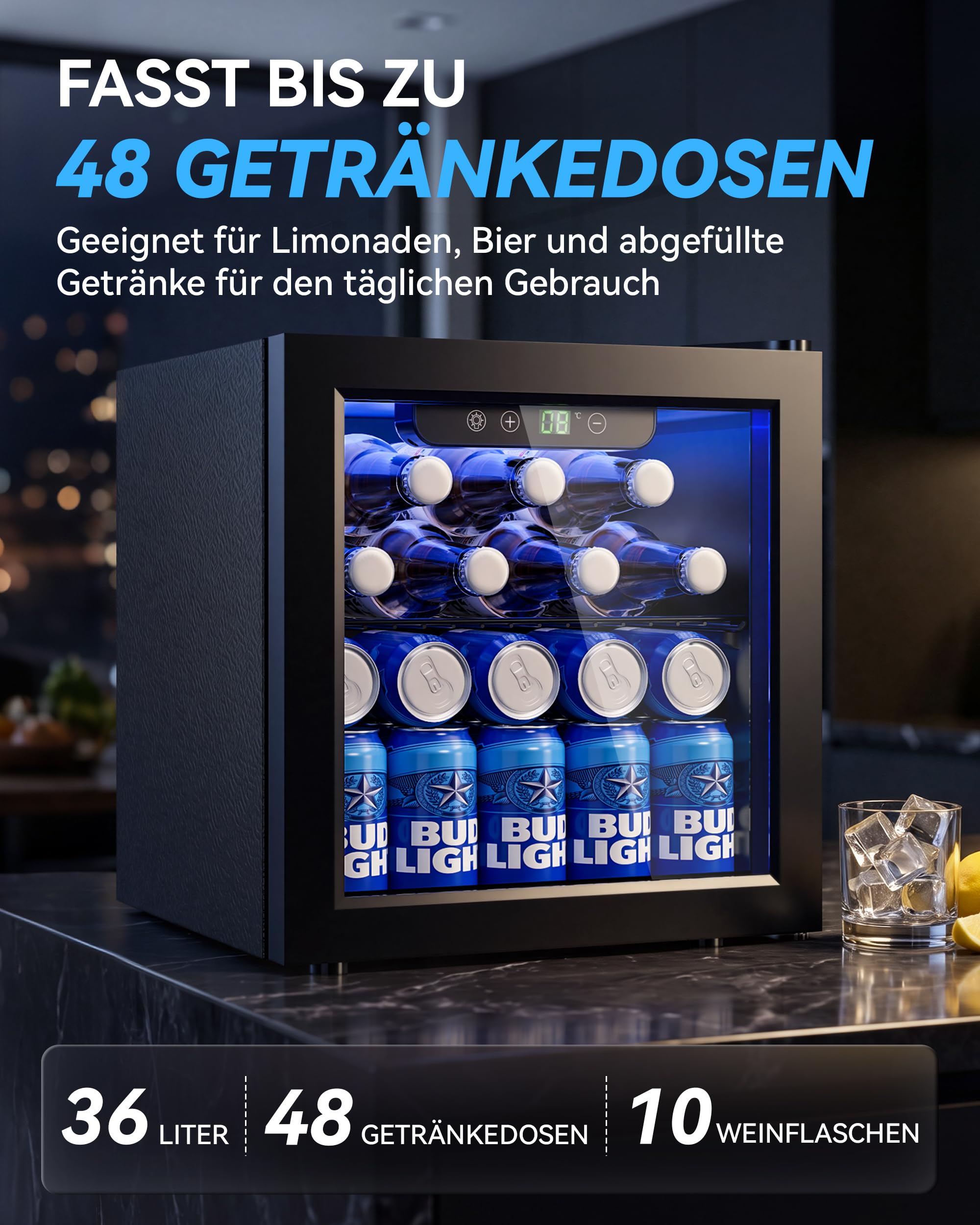 TRIUMPHKEY 36L Mini Kühlschrank, Leiser Getränkekühlschrank