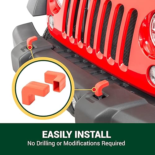 Miniatura 10 de Quadratec Juego de 2 fundas de gancho de remolque de fábrica, color azul, se adapta a Jeep Wrangler JK, JL, Gladiator JT 2007-2023 parachoques