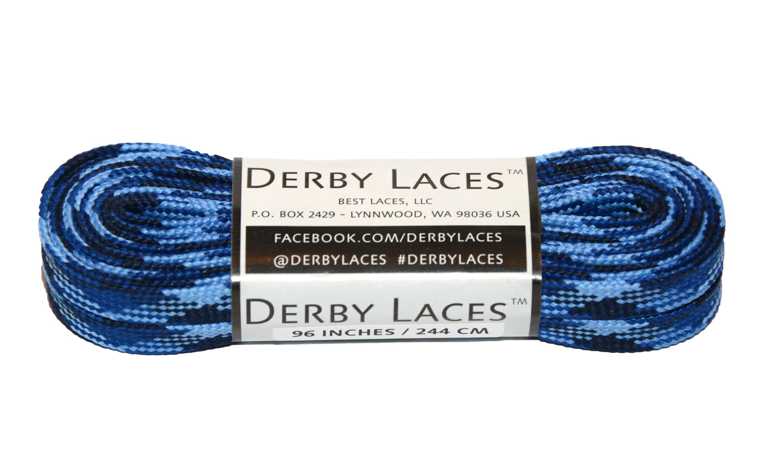Derby Laces Blue Camouflage 96 Inch Waxed Skate Lace for Roller Derby,  Hockey and Ice Skates, and Boots