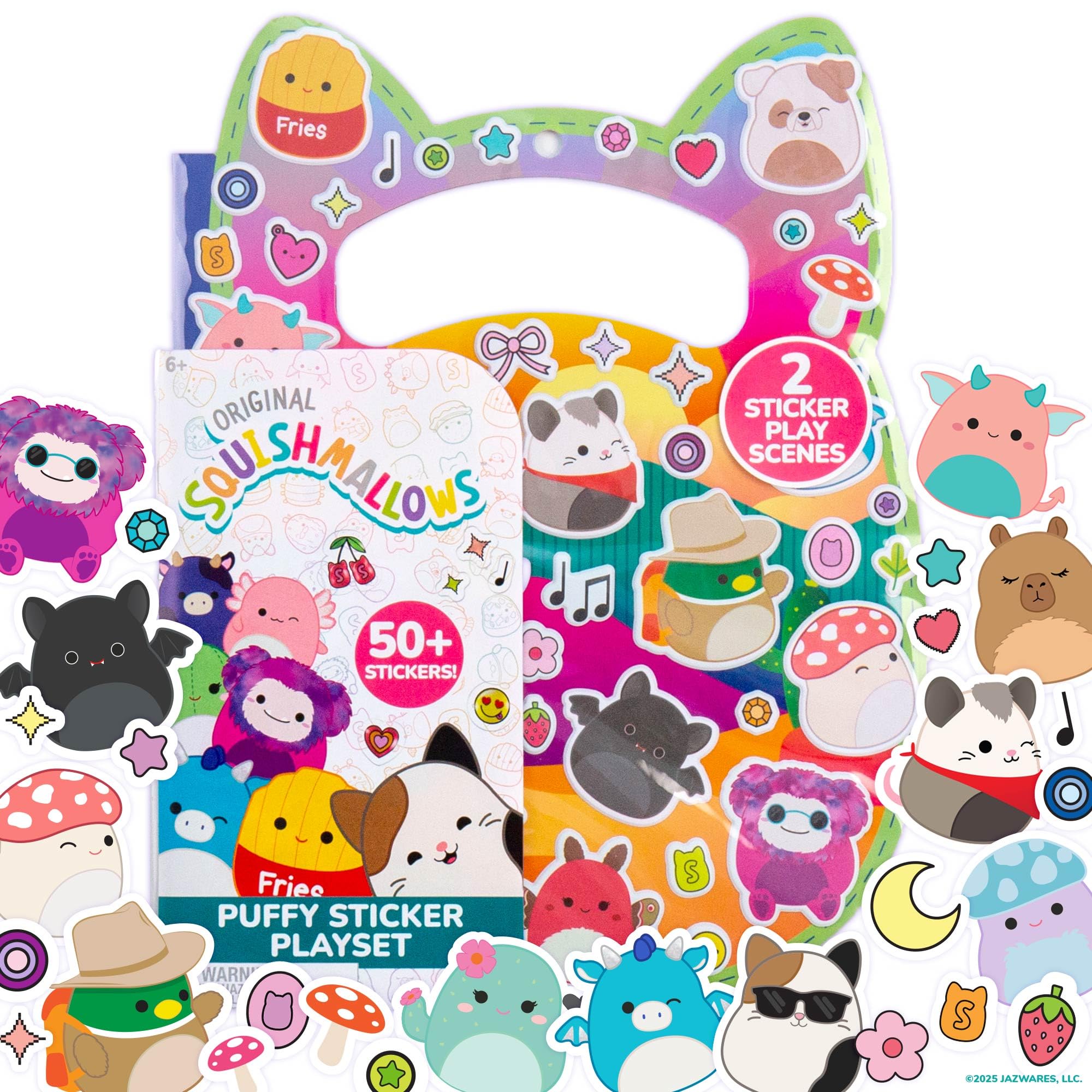 Original Squishmallows Puffy Sticker Playset, Over 30 Reusable Stickers
