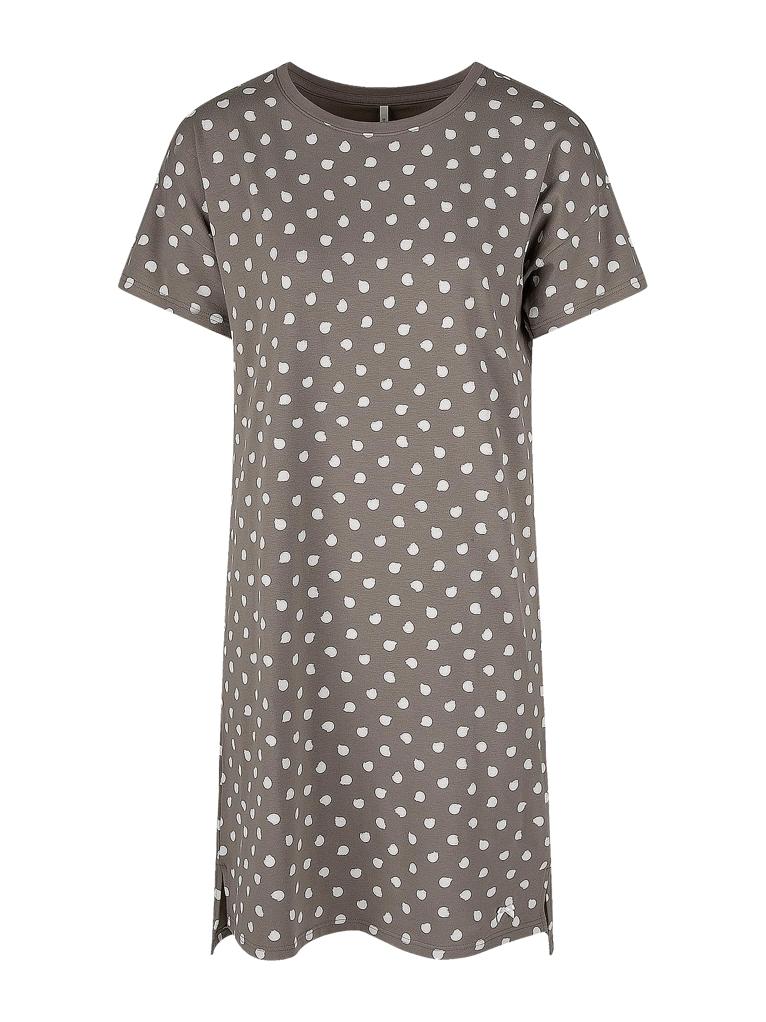 Short Stories Camicia da Notte da Donna a Maniche Corte Marrone a Pois | Single Jersey Cotone Morbido e Traspirante | Sleepshirt per Notti accoglienti