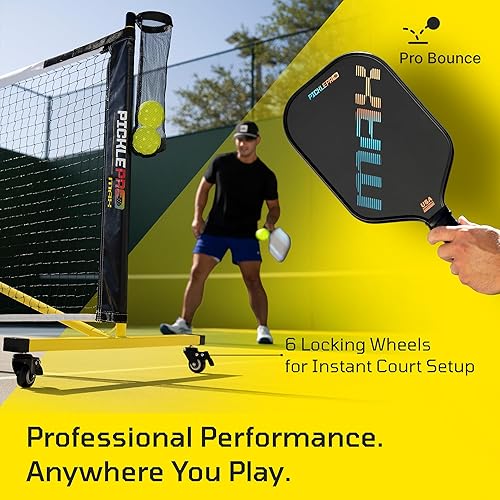 Miniatura 7 de Juego de pickleball definitivo con sistema de red de regulación, 2 paletas termoformadas de fibra de carbono con superficie CAS, 4 bolas para