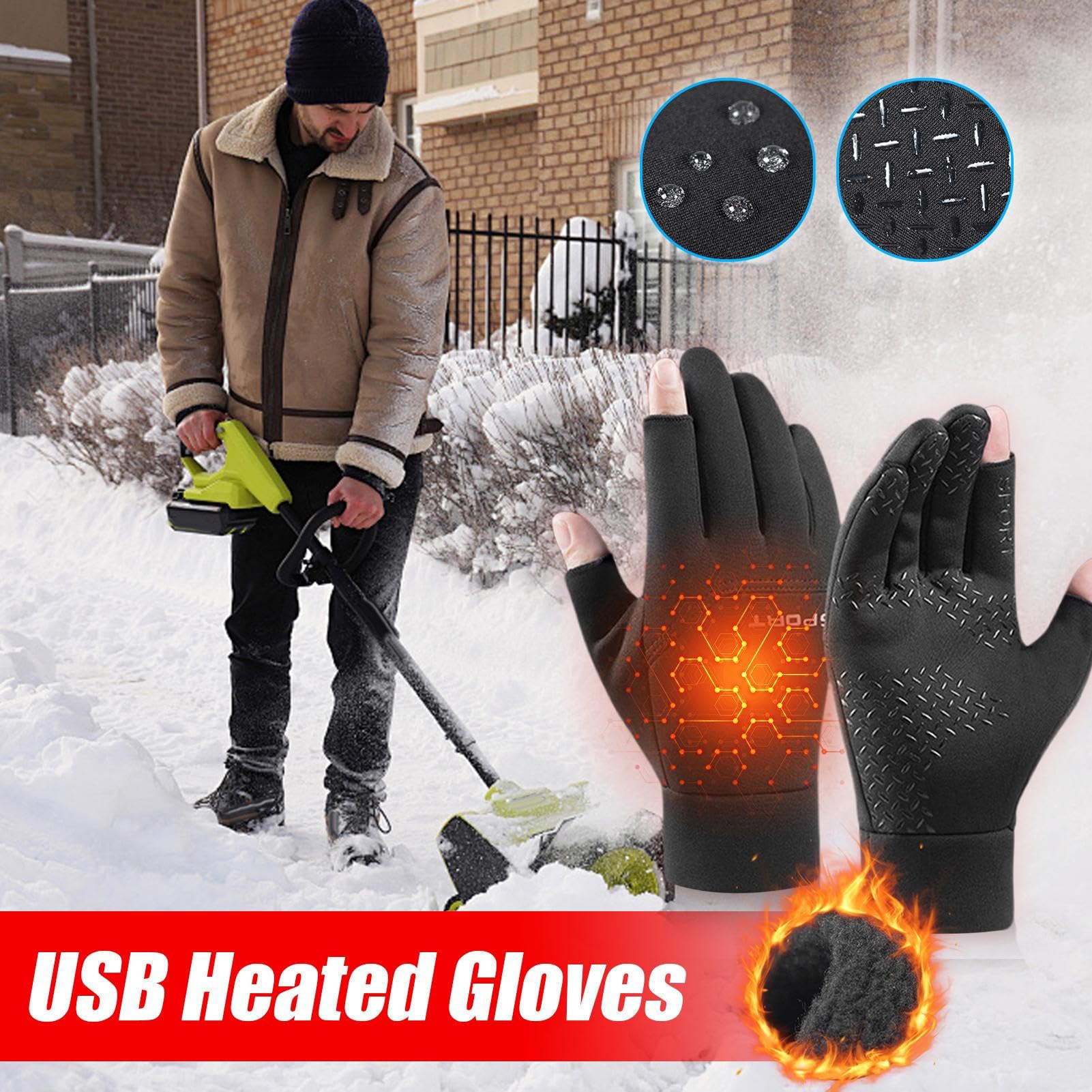 Damskie zimowe rękawiczki, zimowe, wodoodporne, narciarskie, śnieżne, ciepłe rękawiczki, ogrzewane przez USB, do jazdy na nartach, snowboardzie, jazdy na rowerze, biegania, na zewnątrz, do codziennej