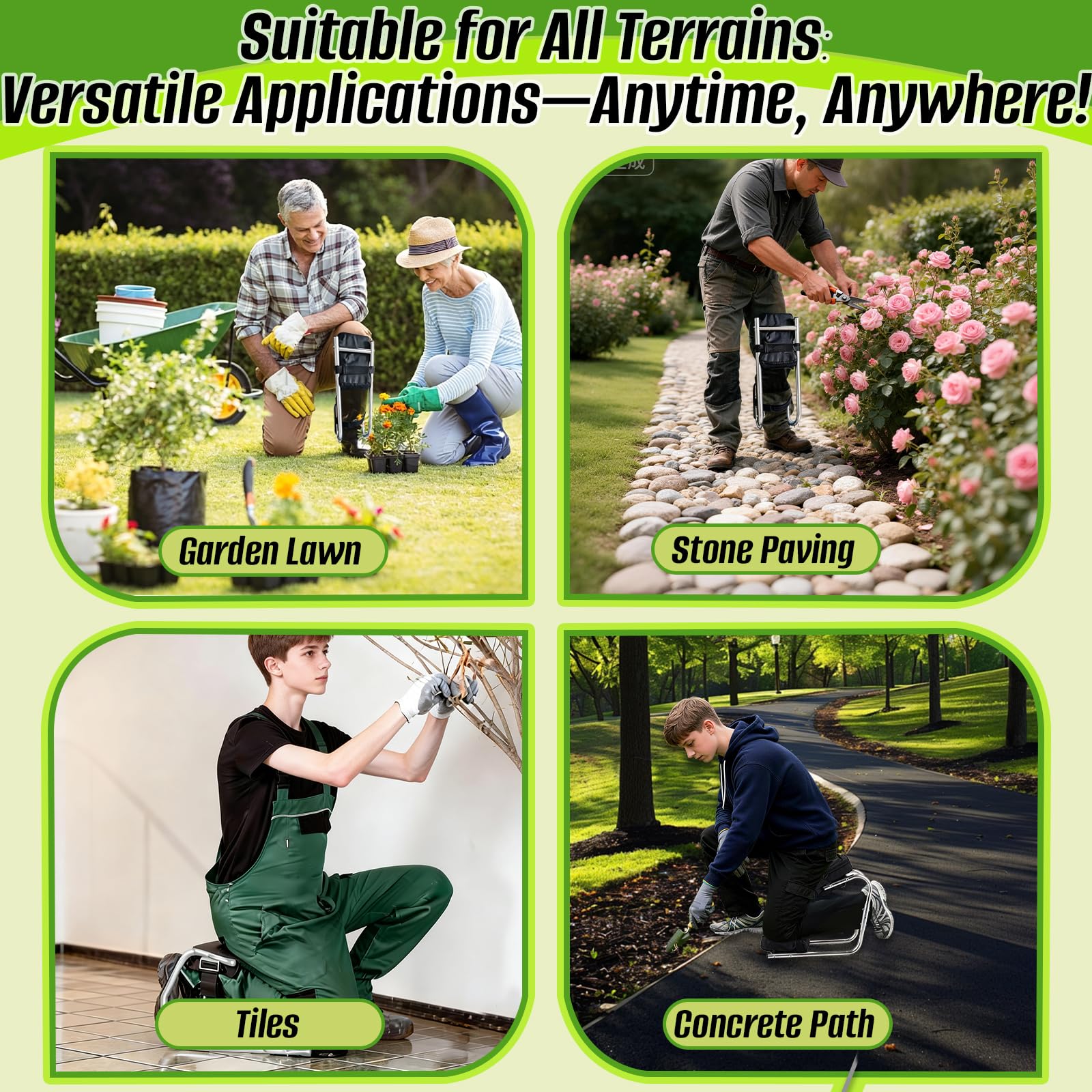 Siège-Genou, Repose-Genoux de Jardin avec Fonction Assise, protège Les Genoux, supporte Jusqu’à 200 kg, idéal pour Le Jardinage, Les travaux de Construction et Les usages Professionnels