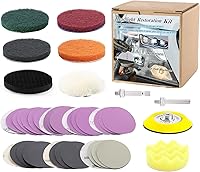 Vista 1 de Kit de restauración de faros de coche de 3 pulgadas, kit de pulido de faros de 2.953 in, kit de limpieza de faros con gancho y bucle, disco