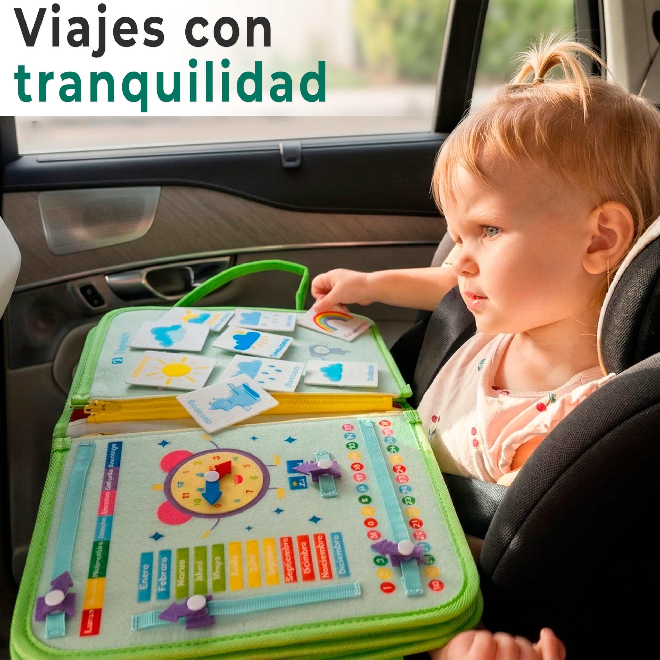 Busy Board Montessori Español | Libro Sensorial Montessori 10 Capas +26 Actividades | Juguetes Educativos 2 3 4 Años | Motricidad Fina | Maletín Busy Book Fieltro | Regalo Niño Niña