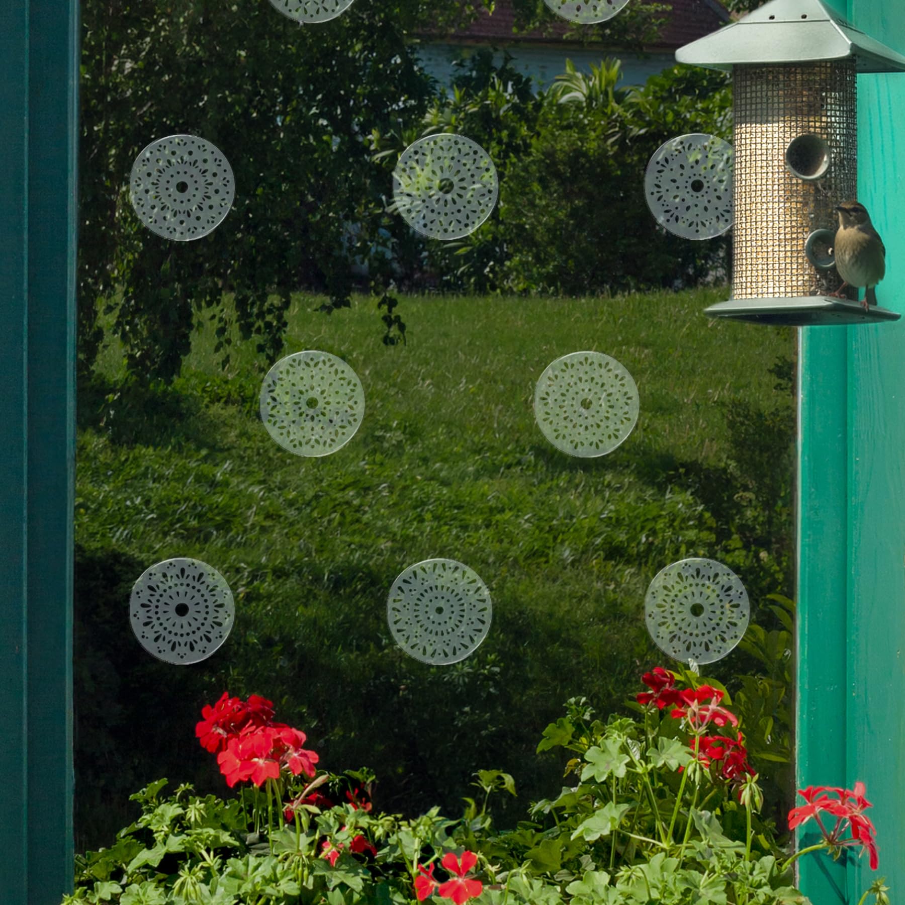 Medallions UV-Reflective Bird Deflectors | Ornamental Window Clings | Static Cling, Residue-Free