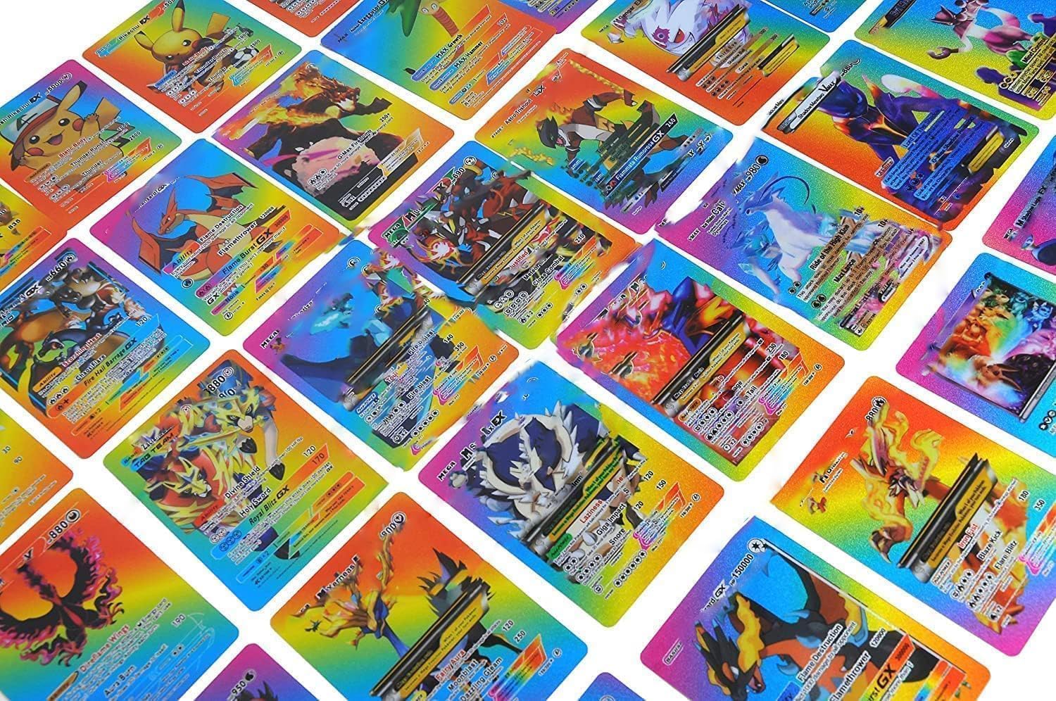 Unyks Star Pokémon Cards – 55 Rinbow Foil Cards Pack | Includes VMAX, GX, V-Star, EX | Rare & Common | High HP | Collector & Fans Gift Set (Rainbow) 1