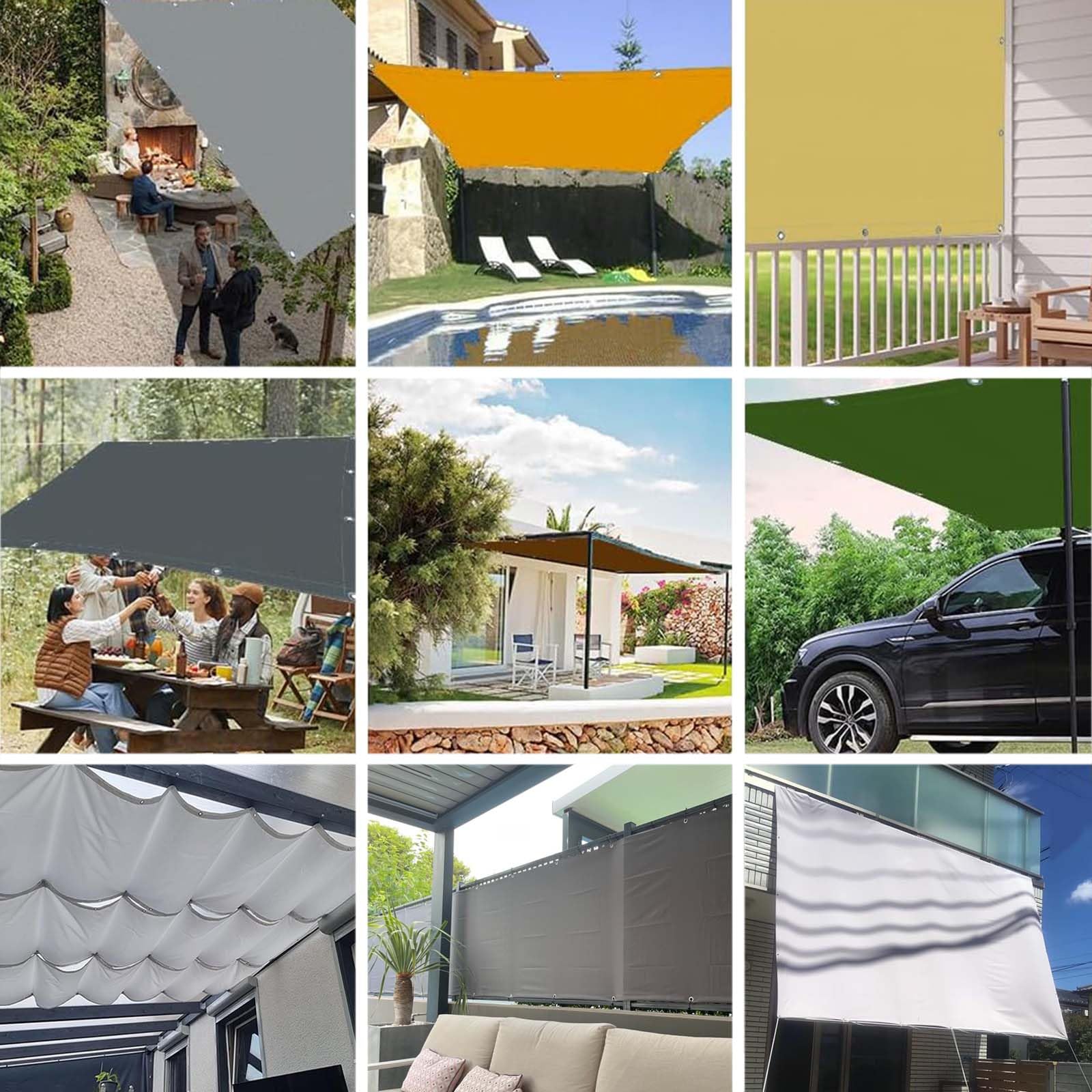 Tenda a Vela 210 x 325 cm Poliestere 180 G M², Protezione Solare, con Anelli a O e Corde Tenda da Sole Impermeabile per Esterno per Balcone, Pergolato, Cachi