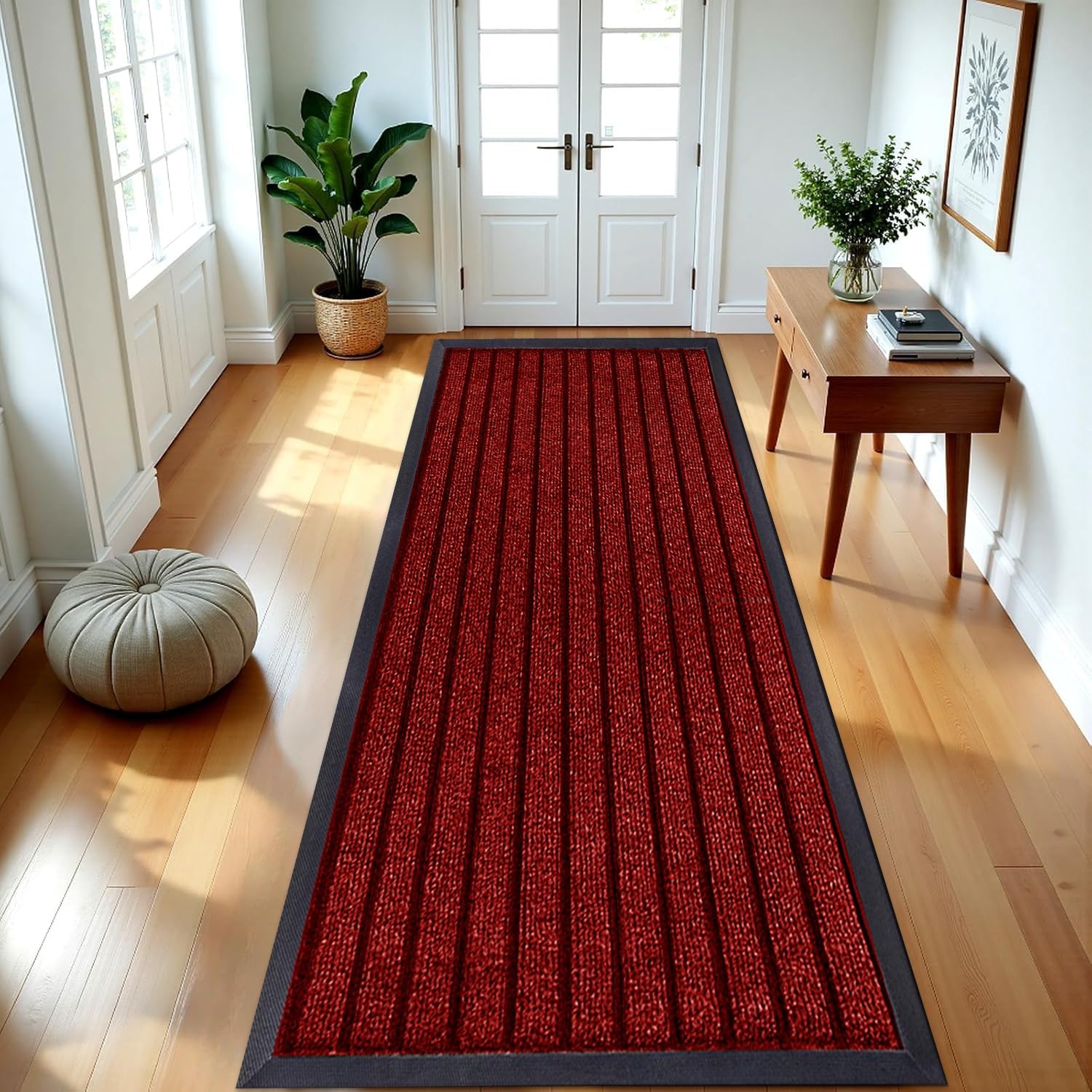 B&B Rubber Door Mats Outdoor Heavy Duty Waterproof Pvc Backing Non Slip Muddy Paws Dirt Grabber Barrier Washable Door Mat For Front Entrance Welcome Matt (80 x 150 cm - Runner Rug, Red)