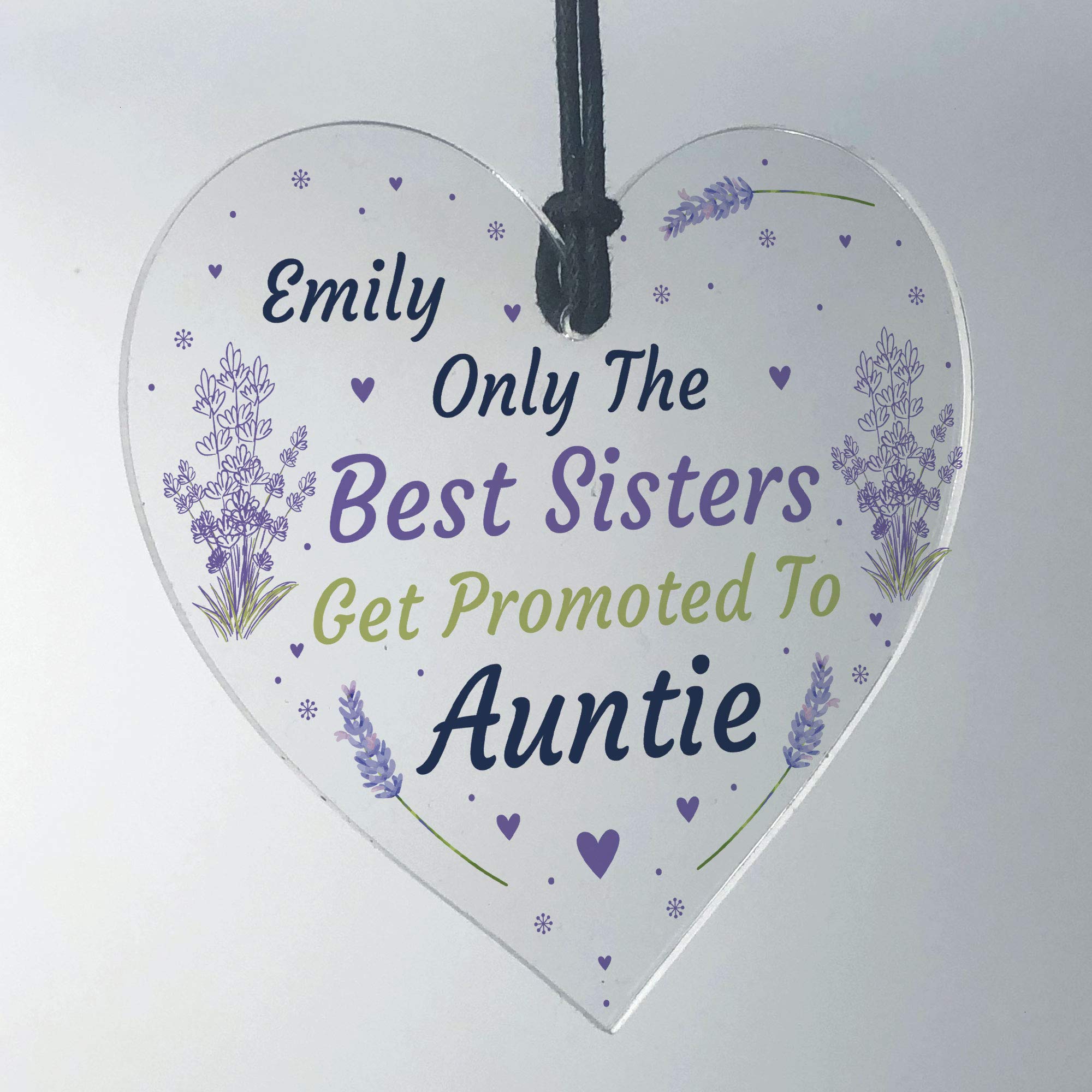 Red Ocean Personalised Sister Promoted To Auntie Gifts Novelty Acrylic Heart Plaque Newborn Baby Gifts