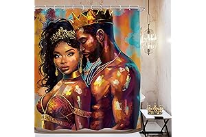 Vintage Black Couple Afro Shower Curtain Bathroom Set