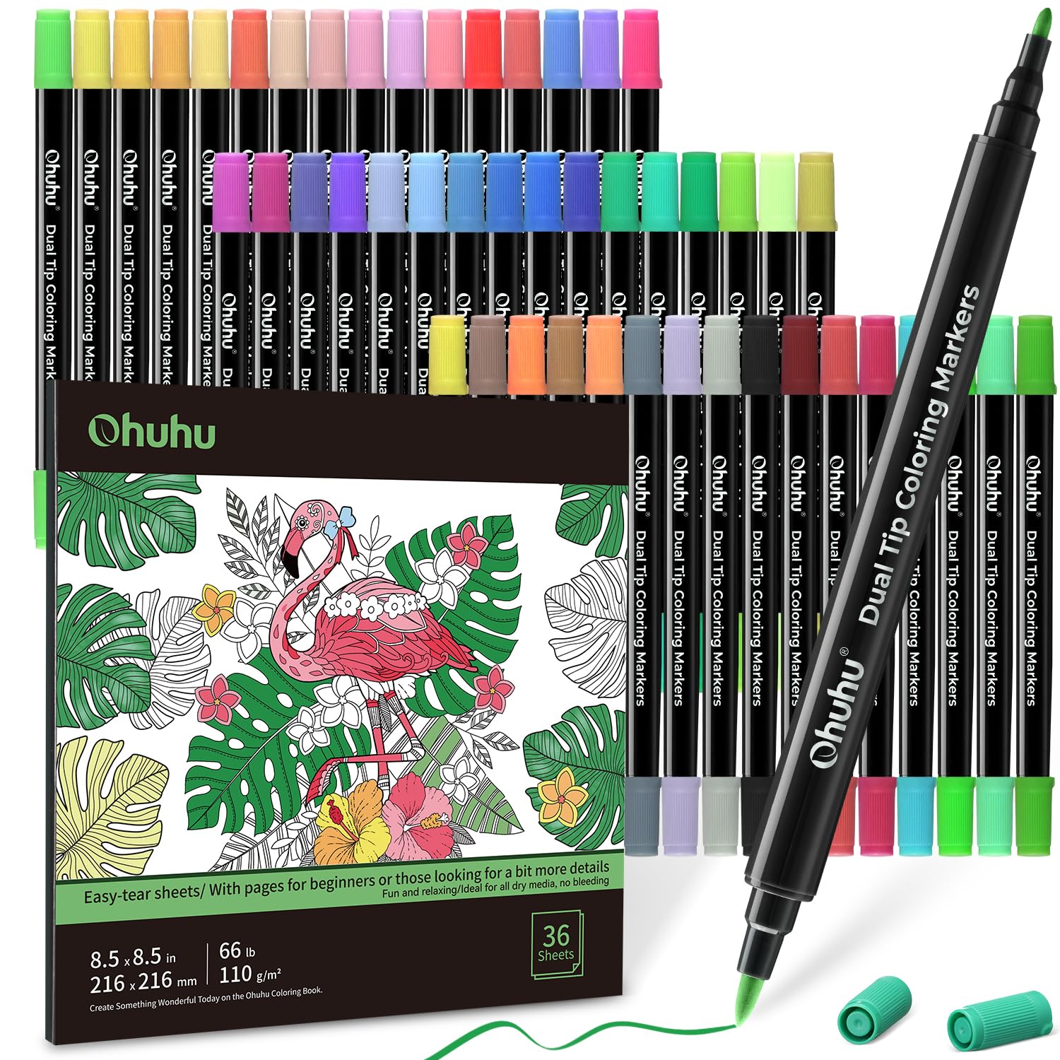 Buy Ohuhu Markers 48 Colors & Coloring Book Set Coloring Markers Dual