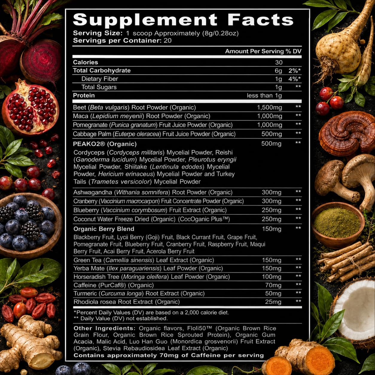 Organic Muscle Pre Workout Powder Strawberry Mango USDA Organic 20 Servings — Amazon image 2