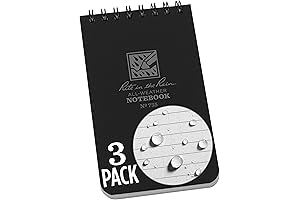 Weatherproof Rite-in-Rain Top Spiral Notebook, 3" x 5", Black Cover, Universal Pattern, 3 Pack