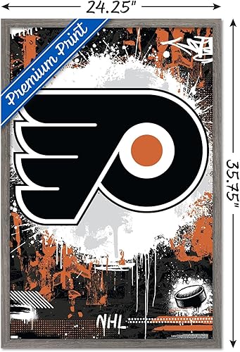Vista 24 de Trends International NHL Philadelphia Flyers - Póster de pared Maximalist Logo 23, 14.72 x 22.37 pulgadas, versión enmarcada en bronce Versión