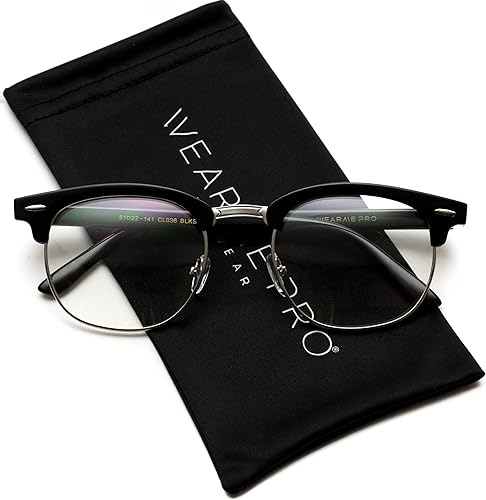 Lentes transparentes lustrados con marco medio estilo clásico vintage