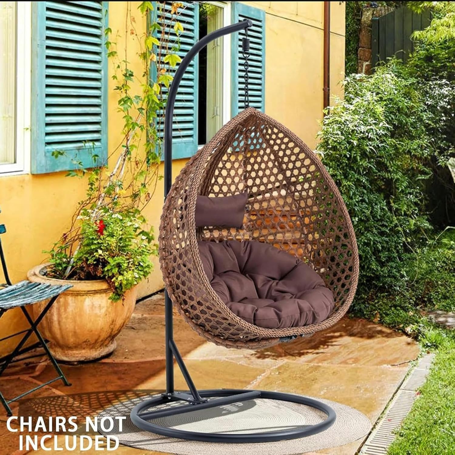 Swing Egg Chair Replacement, Cushion Only, Removable Hanging Basket Cushion with Pillow and Invisible Zip(Color 5,Diameter 105cm)