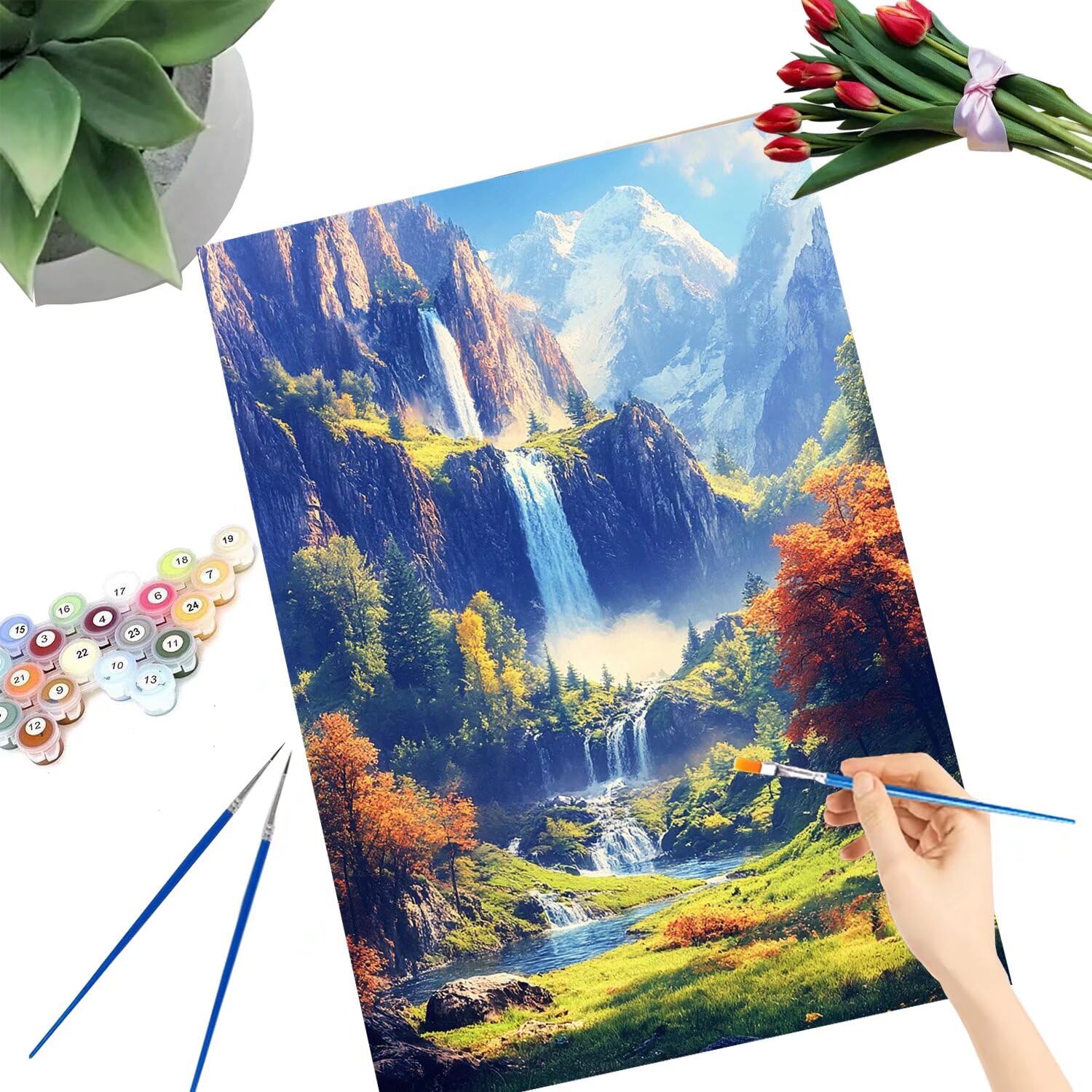 Pintar por Numeros Adultos pintar por numeros niños manualidades niños 10 años, DIY Pintar por Números de Pincel y Pintura acrílica Decoraciones para el Hogar Manualidades, sin Marco 60x80cm C-64