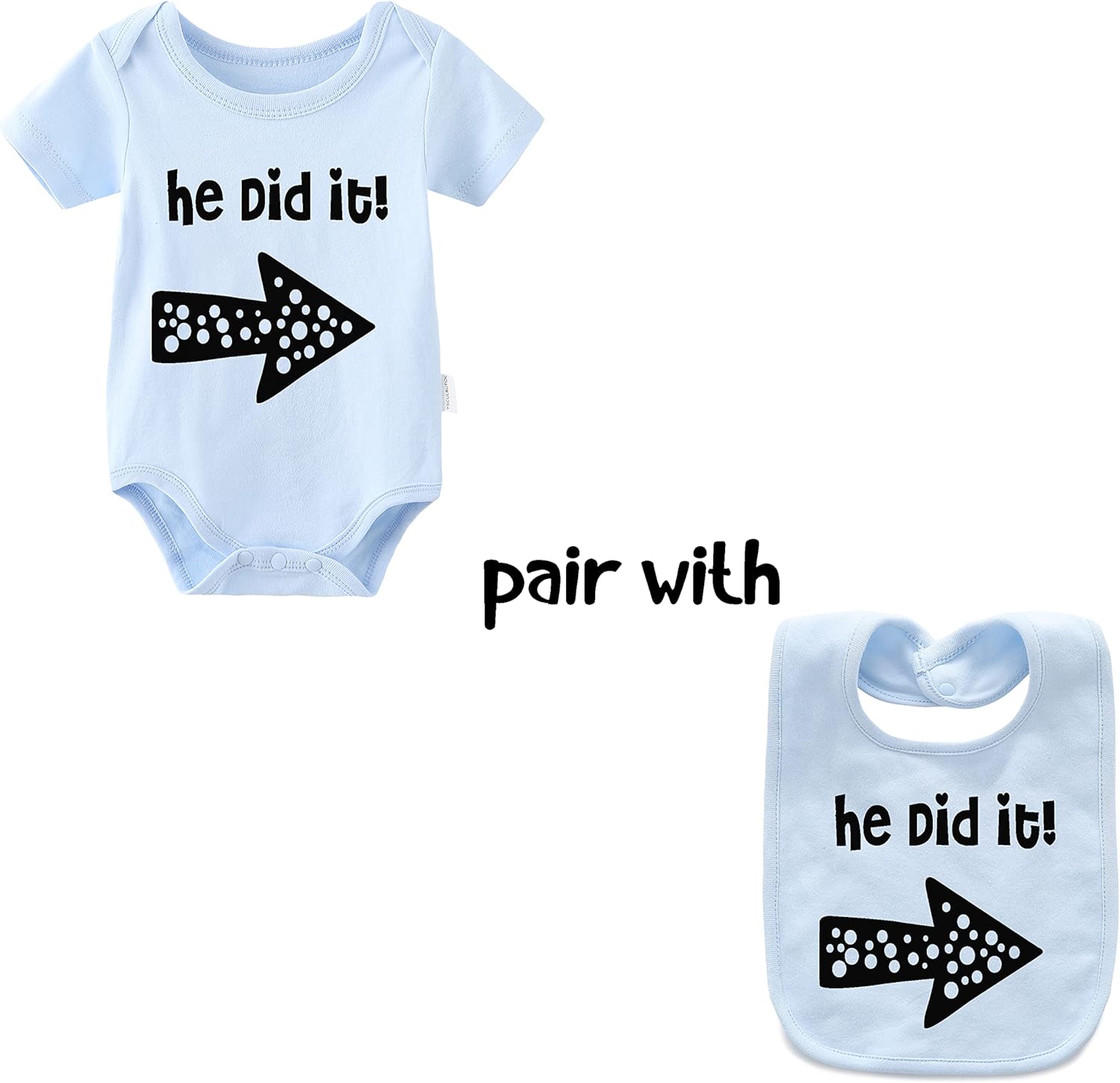 YSCULBUTOL Baby Twins Bodysuits He/She Did It Twin Outfit Girl Romper With Hat Set - Image 2