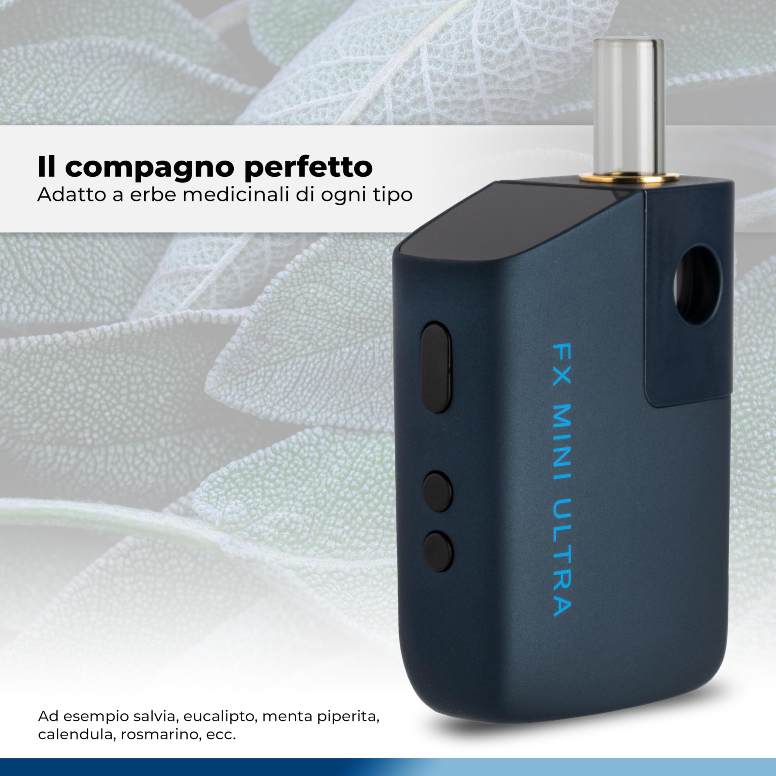 WOLKENKRAFT FX MINI ULTRA Premium Vaporizzatore - USB-C | Bocchino a scorrimento | Camera dei Titani | Temperatura 100-220°C | Durata di funzionamento regolabile | 100% convezione *blu notte*
