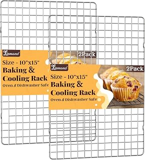LIEMAND 2-Pack 10x15 Inch Stainless Steel Cooling Racks for Baking - Oven Safe to 575°F, Dishwasher Safe, Fits Jelly Roll Pans