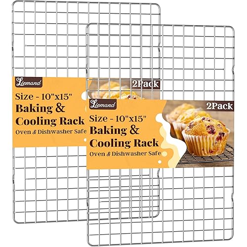 Cooling Racks for Cooking and Baking - 2 PCS 10" x 15" Grid Wire Baking Rack for Oven Cooking, Baking, Grilling, Roasting - Dishwasher Safe Bacon Rack - Fits Jelly Roll Cookie Sheet Pan