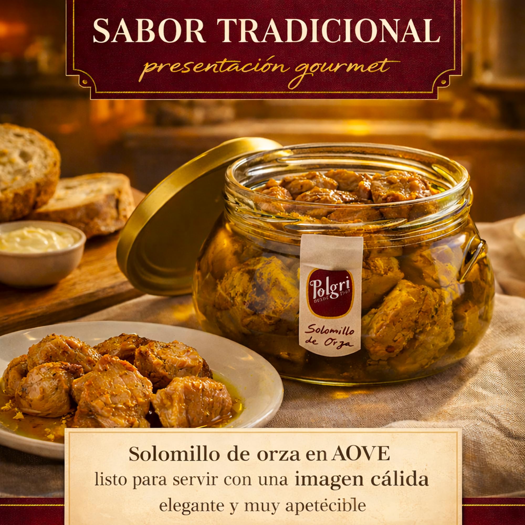 POLGRI Solomillo de Orza Lomo de Orza Conserva Gourmet de Cerdo en AOVE 850 ml Receta Manchega Tradicional