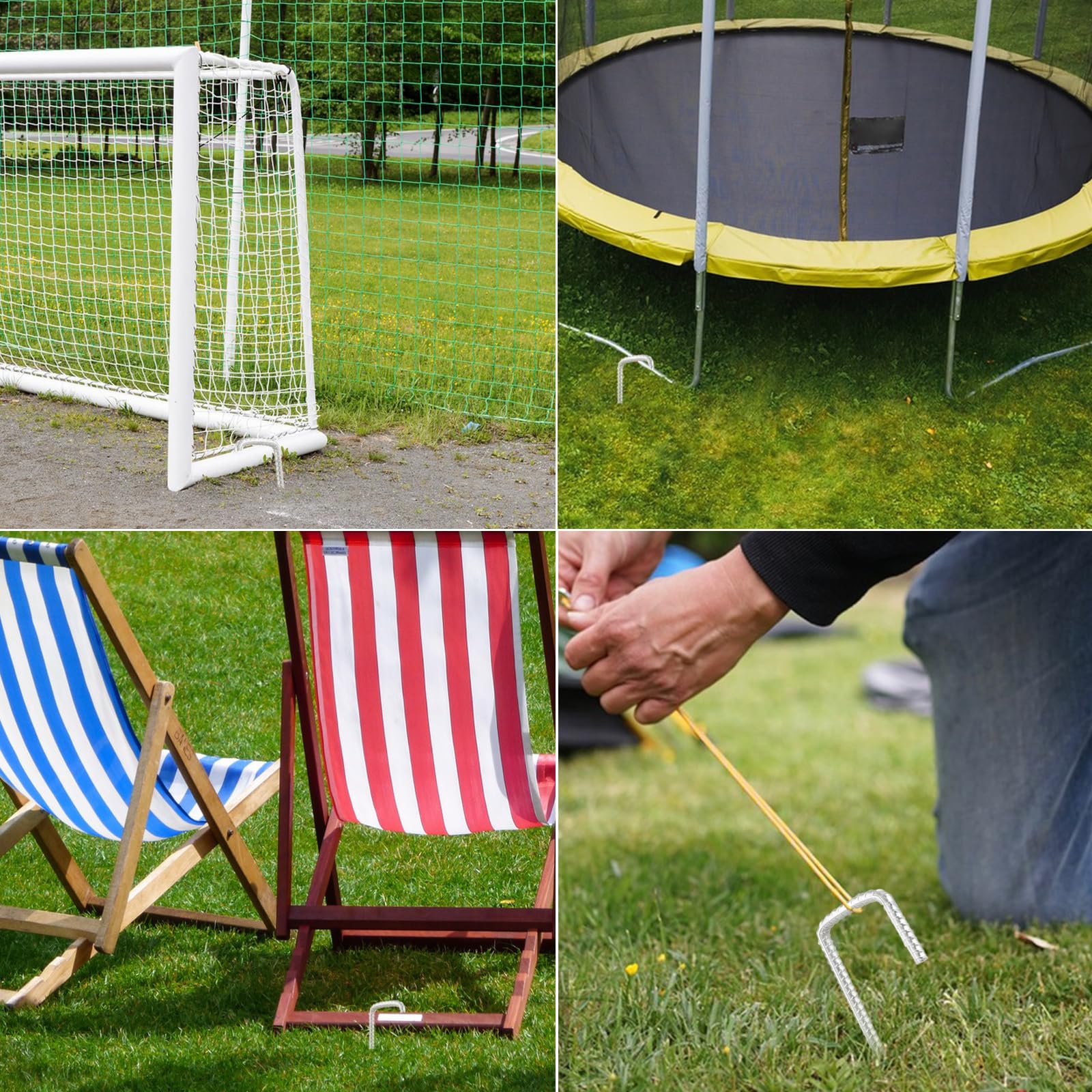 24 Stück 30,5 cm große Zeltheringe aus Metall, robuste Erdspieße, Erdnägel, 8 mm dick, extra starke Zeltheringe für Pavillon, Camping, Trampoline, Schaukel, Hüpf, Fußballnetze