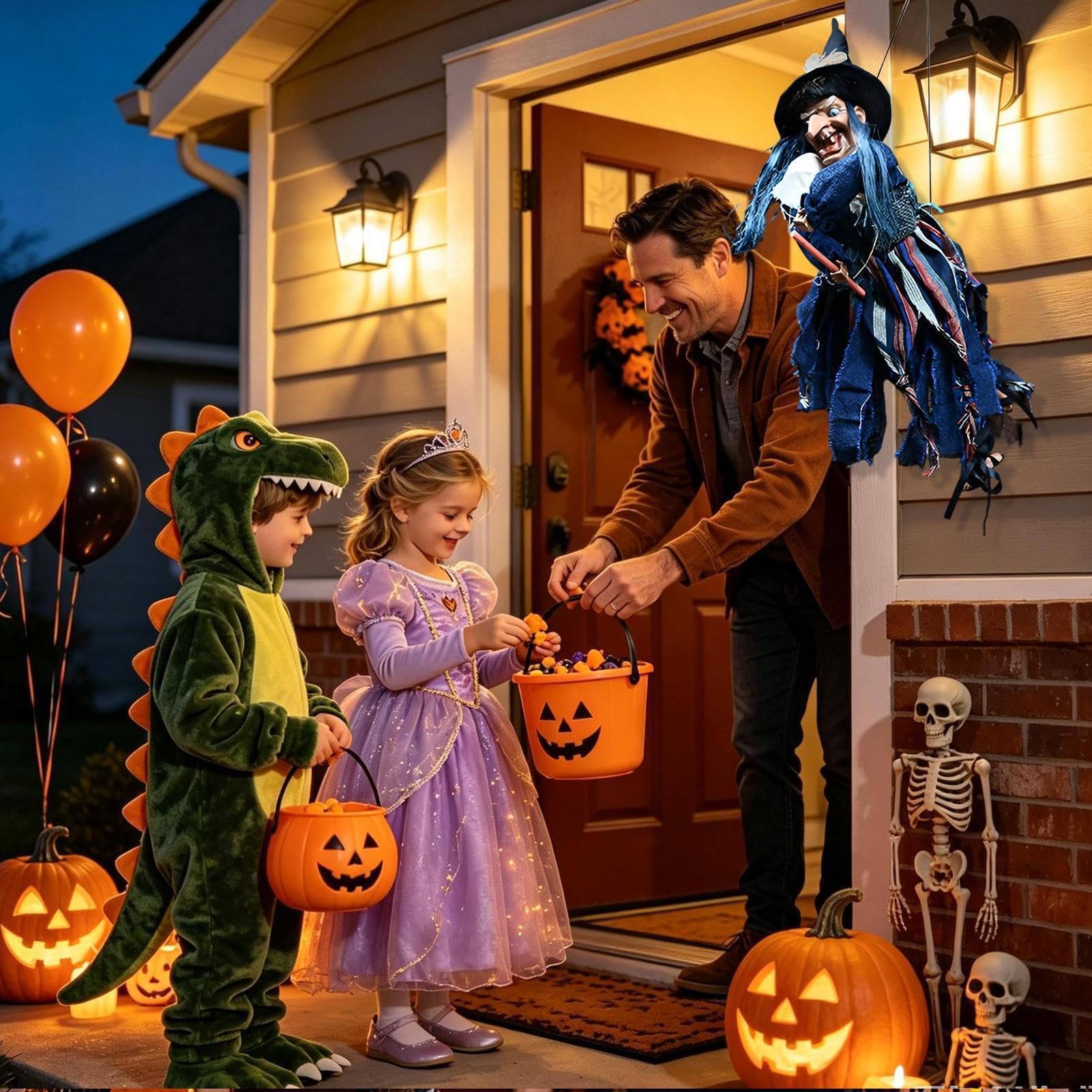 Decorazioni per streghe di Halloween, per esterni, rumori spaventosi, occhi